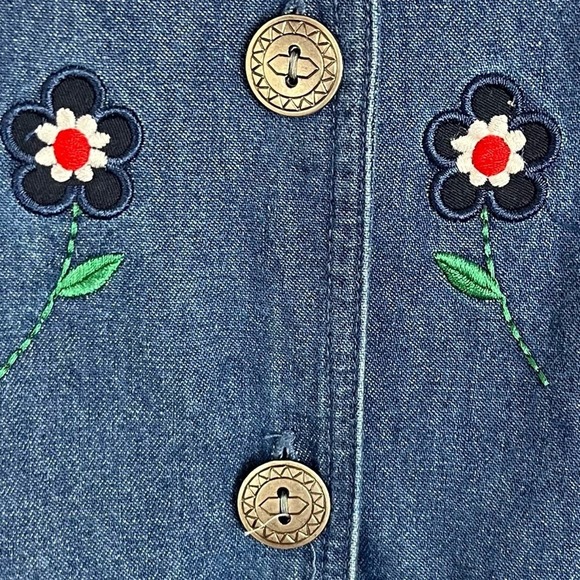 Vintage 80s 90s Bobbie Brooks Jean Jacket Embroidered Floral Cottagecore Country - Picture 6 of 10